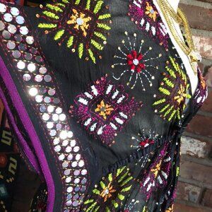 Sequin Embroidered 100% SILK  Sheer Tunic Pull-Over Dress Cover-up India